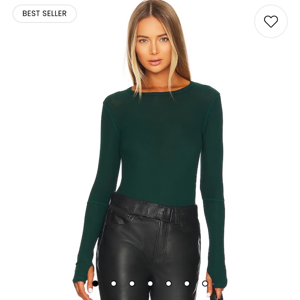 Forest green ribbed jersey long sleeve from revolve